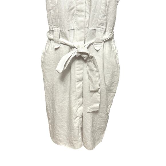 Halogen Utility Shirt Dress Mini Button Up Sleeveless Linen Blend White XS NWOT - Picture 4 of 10